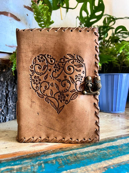 Leather Journal  Heart Embossing