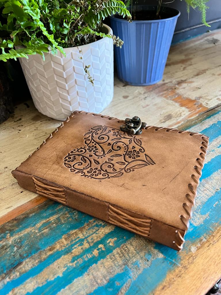 Leather Journal  Heart Embossing