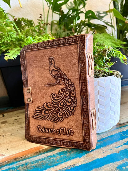 Leather Journal Peacock Embossing